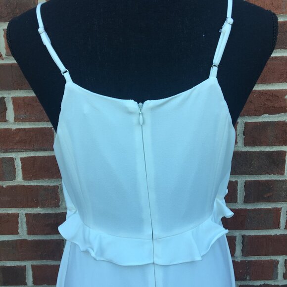 Halston Dress Womens Sz 10 Off White Handkerchief Hem Fairy Girly Beach Wedding - Picture 4 of 12